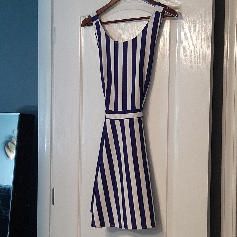 Fun Bright Blue and White Stripped Dress - NWOTs